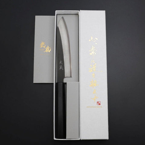 Petty Cobalt Stainless HRC62 Kurouchi Damascus Buffalo Ebony Handle 150mm