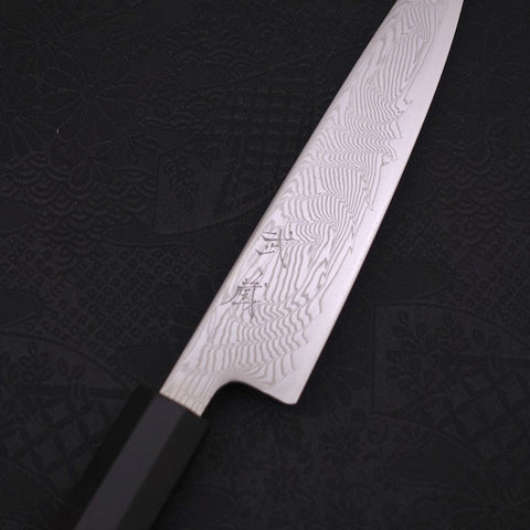 Petty SLD Wave Nickel Damascus Buffalo Ebony Handle 135mm