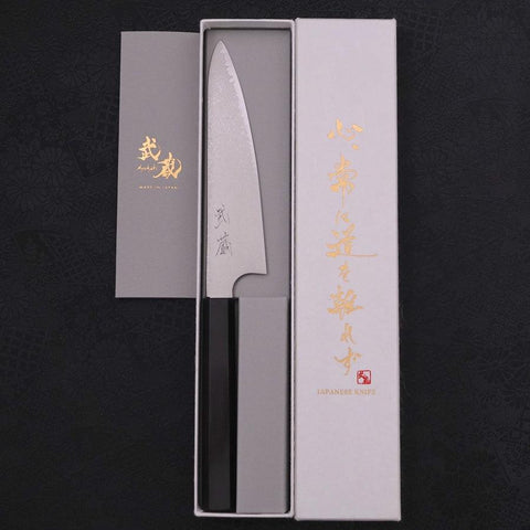 Petty Silver Steel #3 Damascus Buffalo Ebony Handle 150mm