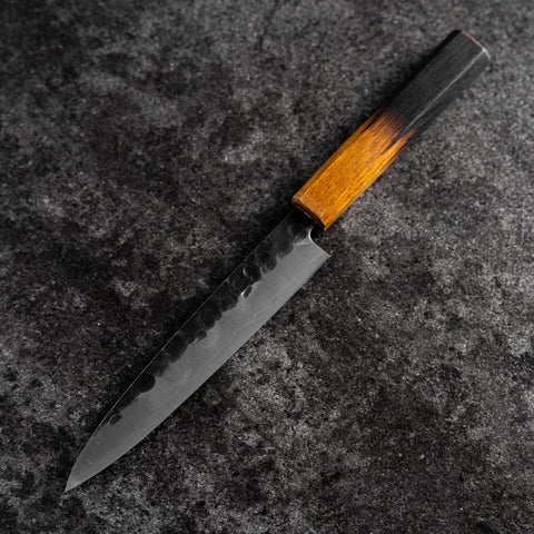 Petty Stainless Clad AUS-8 Kurouchi Tsuchime Yaki Urushi Handle 155mm