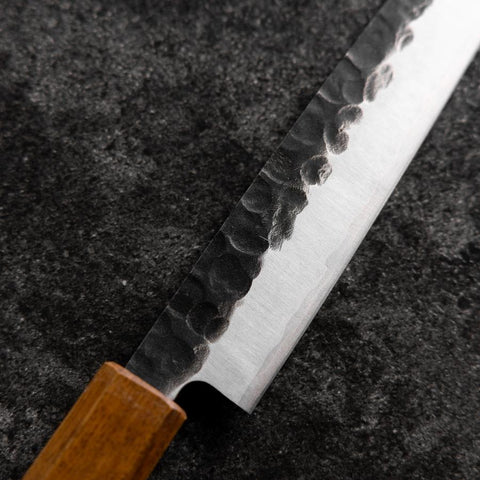 Petty Stainless Clad AUS-8 Kurouchi Tsuchime Yaki Urushi Handle 155mm