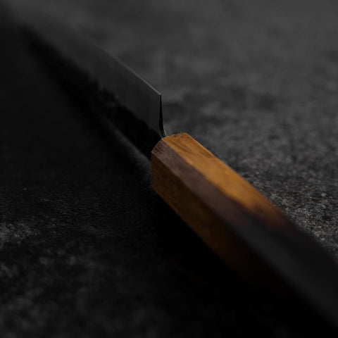 Petty Stainless Clad AUS-8 Kurouchi Tsuchime Yaki Urushi Handle 155mm