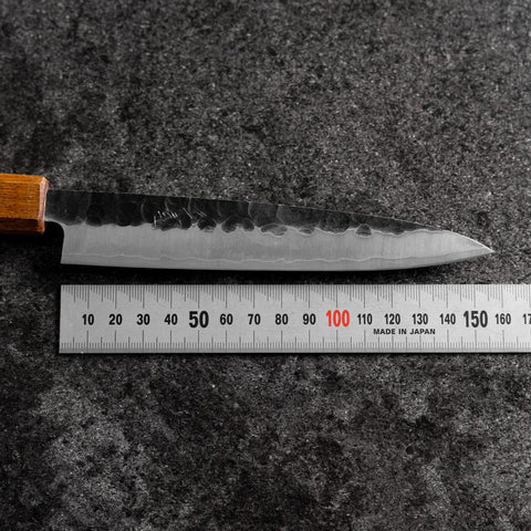 Petty Stainless Clad AUS-8 Kurouchi Tsuchime Yaki Urushi Handle 155mm