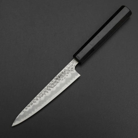 Petty Stainless Clad Blue Super Tsuchime Buffalo Ebony Handle 135mm