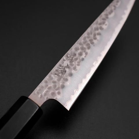 Petty Stainless Clad Blue Super Tsuchime Buffalo Ebony Handle 135mm