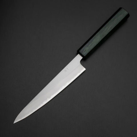 Petty Stainless Clad White Steel #1 Polished Green Urushi Handle 150mm