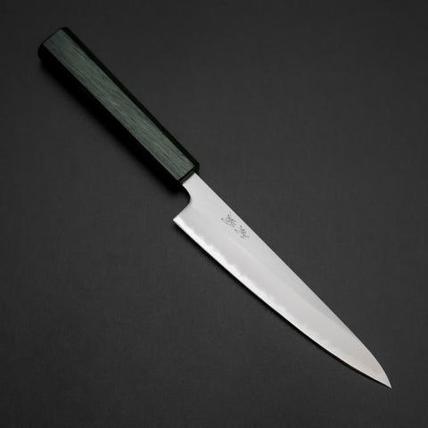 Petty Stainless Clad White Steel #1 Polished Green Urushi Handle 150mm