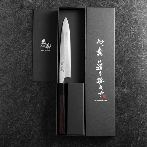 Petty Stainless Clad White Steel #2 Polished Buffalo Ebony Handle 170mm