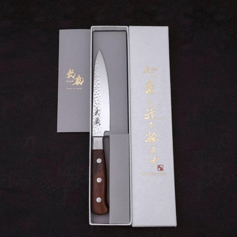 Petty VG-10 Mirror Tsuchime Damascus Mahogany Handle 135mm