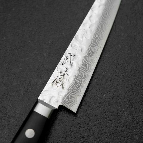 Petty VG-10 Mirror Tsuchime Damascus Western Black Handle 135mm