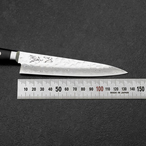 Petty VG-10 Mirror Tsuchime Damascus Western Black Handle 135mm