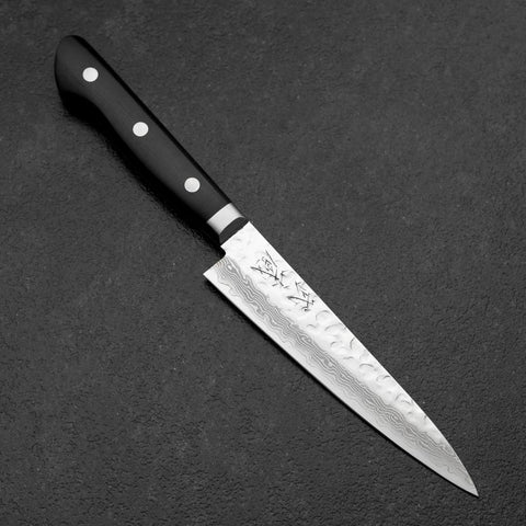 Petty VG-10 Mirror Tsuchime Damascus Western Black Handle 135mm