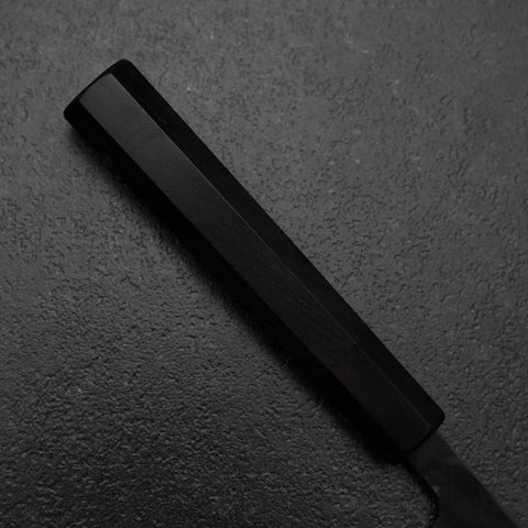 Petty White Steel #2 Stainless Clad Kurouchi Chokin Auspicious Cloud-Sun Buffalo Ebony Handle 150mm