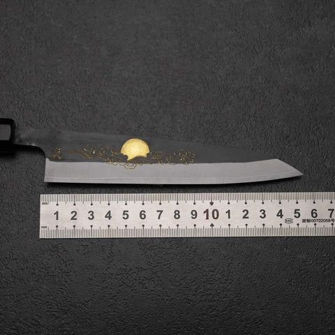 Petty White Steel #2 Stainless Clad Kurouchi Chokin Auspicious Cloud-Sun Buffalo Ebony Handle 150mm