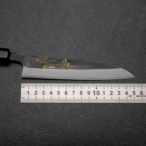 Petty White Steel #2 Stainless Clad Kurouchi Chokin Butterfly Buffalo Ebony Handle 150mm