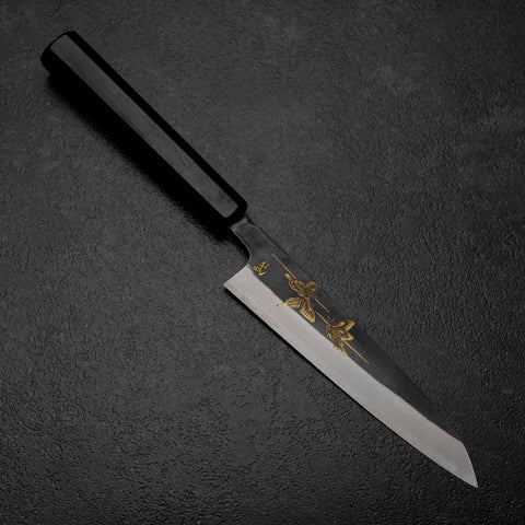 Petty White Steel #2 Stainless Clad Kurouchi Chokin Butterfly Buffalo Ebony Handle 150mm