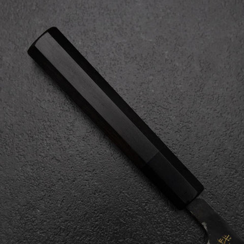 Petty White Steel #2 Stainless Clad Kurouchi Chokin Nami Buffalo Ebony Handle 150mm