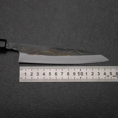 Petty White Steel #2 Stainless Clad Kurouchi Chokin Nami Buffalo Ebony Handle 150mm