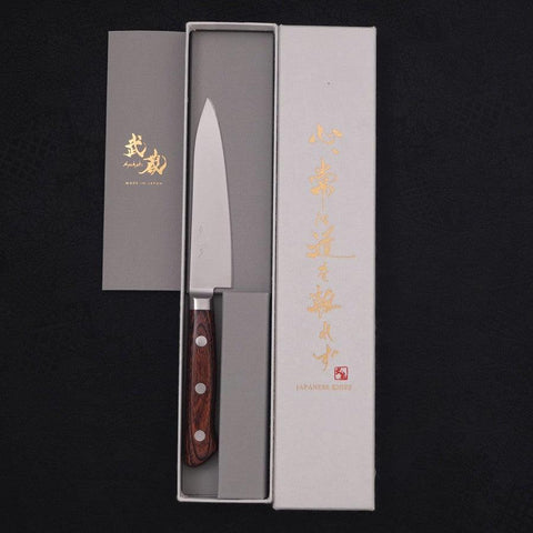 Petty Knife AUS-8 Polished Western Mahogany Handle 120mm