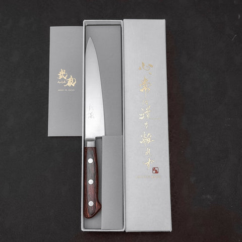 Petty knife AUS-8 Polished Western Mahogany Handle 150mm