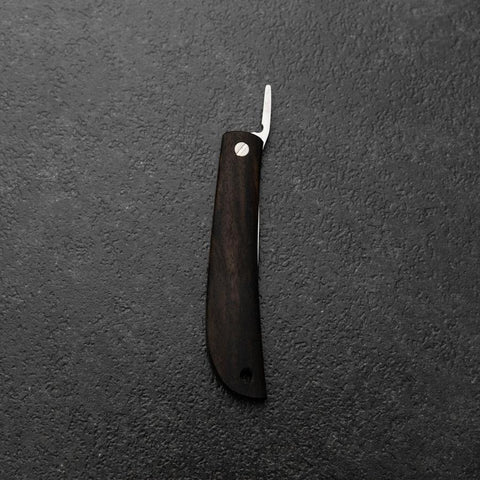 Pocket Knife VG-10 Black Persimmon Outdoor Knife 60mm with Wine-Red Leather Sheath