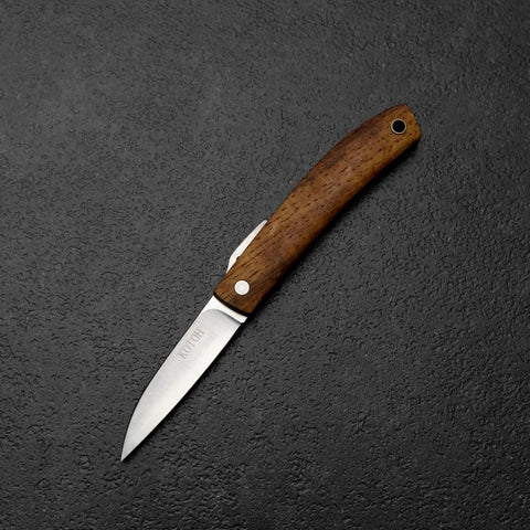Pocket Knife VG-10 Hawaiian Koa Outdoor Knife 55mm with Leather Sheath