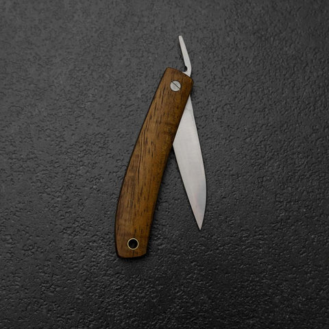 Pocket Knife VG-10 Hawaiian Koa Outdoor Knife 55mm with Leather Sheath