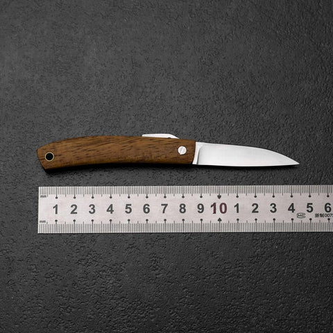 Pocket Knife VG-10 Hawaiian Koa Outdoor Knife 55mm with Leather Sheath