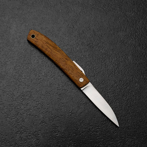 Pocket Knife VG-10 Hawaiian Koa Outdoor Knife 55mm with Leather Sheath