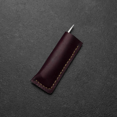 Pocket Knife VG-10 Stabilized Wood Outdoor Knife 60mm with Leather Sheath