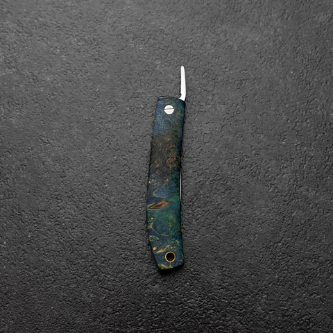 Pocket Knife VG-10 Stabilized Wood Outdoor Knife 60mm with Leather Sheath