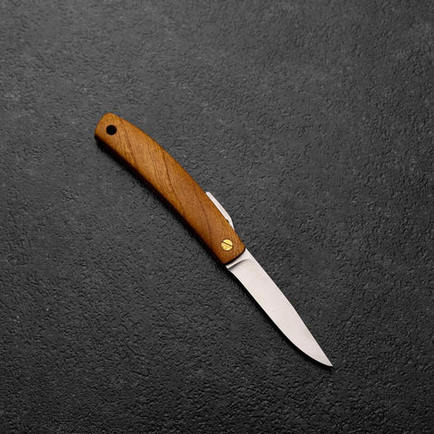 Pocket Knife VG-10 Zelkova Outdoor Knife 60mm with Leather Sheath