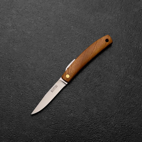 Pocket Knife VG-10 Zelkova Outdoor Knife 60mm with Leather Sheath