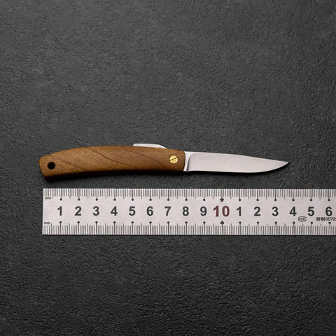 Pocket Knife VG-10 Zelkova Outdoor Knife 60mm with Leather Sheath