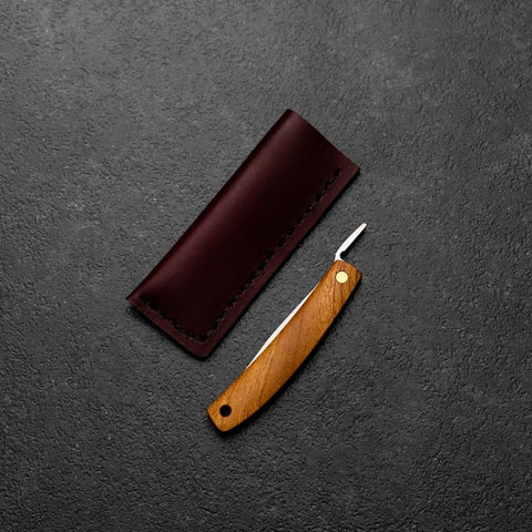 Pocket Knife VG-10 Zelkova Outdoor Knife 60mm with Leather Sheath
