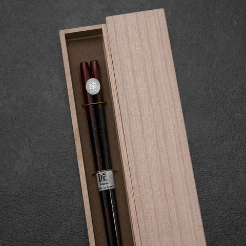 Rokkaku Akira (hexagon) Lacquered Wooden Chopsticks 215mm Red with Paulownia Wooden Box