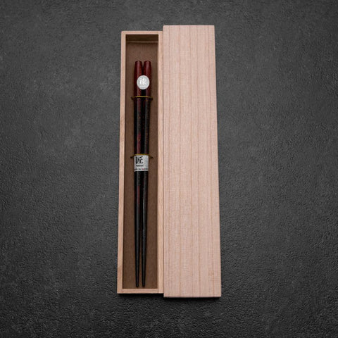 Rokkaku Akira (hexagon) Lacquered Wooden Chopsticks 215mm Red with Paulownia Wooden Box