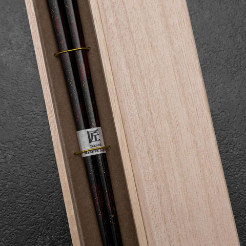 Rokkaku Akira (hexagon) Lacquered Wooden Chopsticks 235mm Black with Paulownia Wooden Box