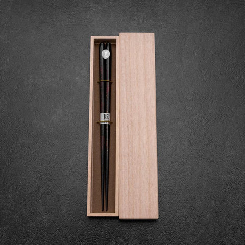 Rokkaku Akira (hexagon) Lacquered Wooden Chopsticks 235mm Black with Paulownia Wooden Box