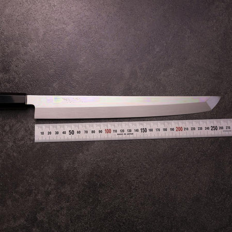 Sakimaru Takohiki White Steel #2 Moon-Fuji Water Honyaki Buffalo Ebony Handle 270mm with Magnolia Sheath