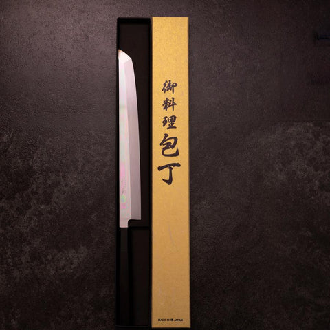 Sakimaru Takohiki White Steel #2 Moon-Fuji Water Honyaki Buffalo Ebony Handle 270mm with Magnolia Sheath
