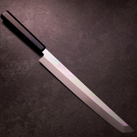 Sakimaru Takohiki White Steel #2 Moon-Fuji Water Honyaki Buffalo Ebony Handle 270mm with Magnolia Sheath