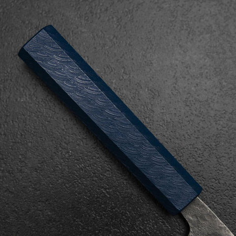 Santoku 440C Nashiji Damascus Blue Urushi Handle 165mm