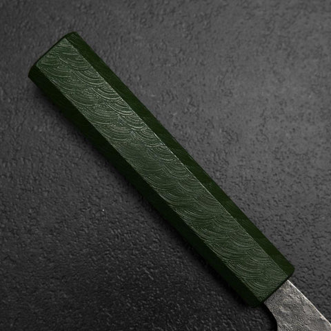 Santoku 440C Nashiji Damascus Green Urushi Handle 165mm
