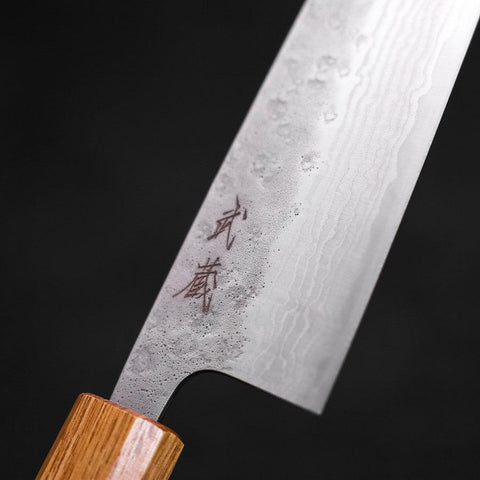Santoku 440C Nashiji Damascus Oak Handle 165mm