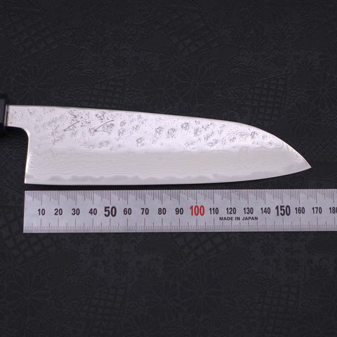 Santoku AUS-10 Nashiji Damascus Dark Blue Urushi Handle 165mm