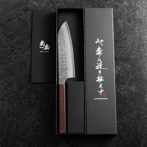 Santoku AUS-10 Nashiji Damasco Mango de Wengué 165mm