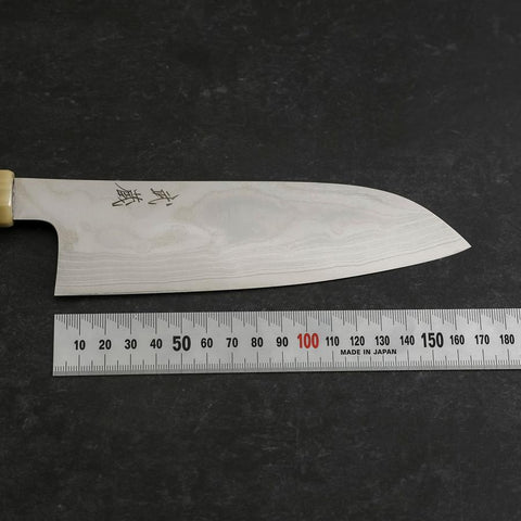 Santoku AUS-10 Nickel Damascus Buffalo Turquoise Handle 170mm