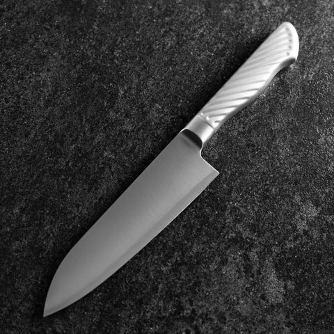 Santoku AUS-10 Polished All-Stainless Handle 165mm