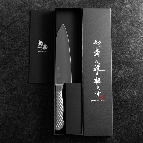 Santoku AUS-10 Polished All-Stainless Handle 165mm